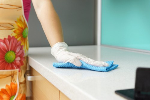 Office cleaning team servicing a Streatham workplace reception area